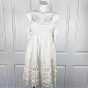 Deja Vu Off Shoulder Lace Boho White Party Dress